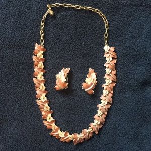 Antique fall leaves necklace and earrings